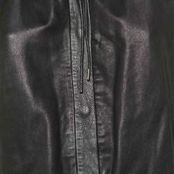 Maje Black Leather Ruched Biker Jacket L