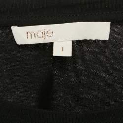 Maje Black Cotton Stud Detail Crew-Neck T-Shirt S