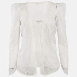 Maje White Lace Wrap-Up Top S