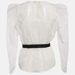 Maje White Lace Wrap-Up Top S