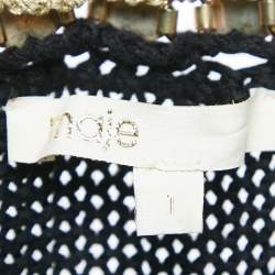 Maje Black Embellished Linen and Cotton Fascinate Cardigan S