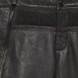 Pre Owned Maje Black Leather and Knit Trousers S