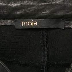 Pre Owned Maje Black Leather and Knit Trousers S