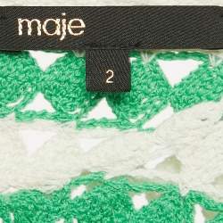 Pre Owned Maje Green/White Cotton Crochet Knit Top M