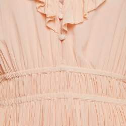 Maje Orange Crepe Ruffled Mini Dress L