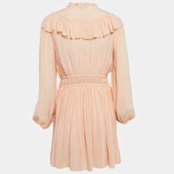 Maje Orange Crepe Ruffled Mini Dress L