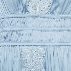 Pre Owned Maje Blue Embroidered Satin Mini Dress L