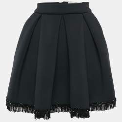 Pre Owned Maje Black Jersey Bead Embellished Mini Skirt XS