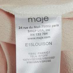 Maje Beige Crepe Sleeve Macrame Detail Top S