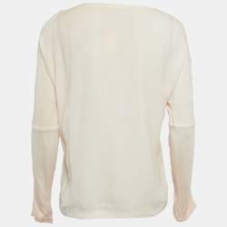 Maje Beige Crepe Sleeve Macrame Detail Top S