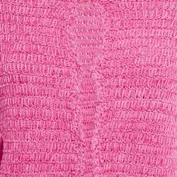 Maje Fuchsia Pink Chunky Crochet Knit Madona Cardigan L
