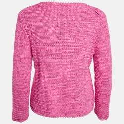 Maje Fuchsia Pink Chunky Crochet Knit Madona Cardigan L