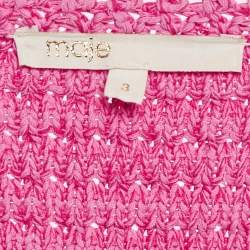 Maje Fuchsia Pink Chunky Crochet Knit Madona Cardigan L