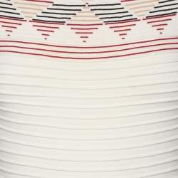 Pre Owned Maje White Striped Stretch Knit Midi Dress S