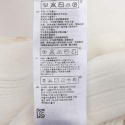 Pre Owned Maje White Striped Stretch Knit Midi Dress S