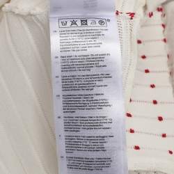 Pre Owned Maje White Striped Stretch Knit Midi Dress S