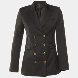 Maje Black Wool Double Breasted Blazer S
