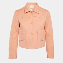 Maje Light Orange Cotton Button Front Cropped Jacket M