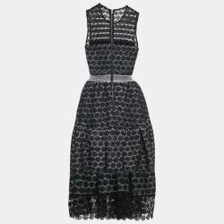 Pre Owned Maje Black Floral Lace Sleeveless Flared Short Dress S