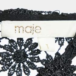 Pre Owned Maje Black Floral Lace Sleeveless Flared Short Dress S