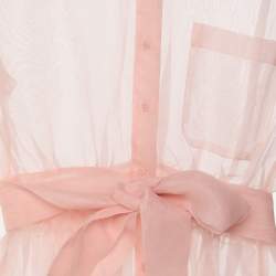Pre Owned Maje Rose Pale Organza Belted Mini Shirt Dress S