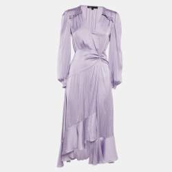 Pre Owned Maje Purple Satin Flounce Maxi Dress XS