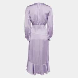 Pre Owned Maje Purple Satin Flounce Maxi Dress XS