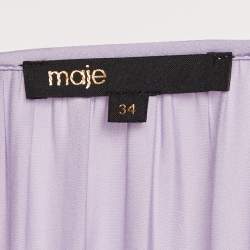 Pre Owned Maje Purple Satin Flounce Maxi Dress XS