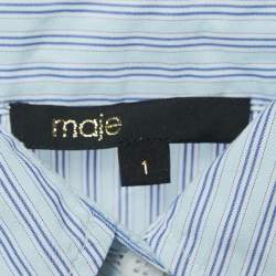Pre Owned Maje Blue Striped Cotton Crop Shirt S
