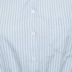 Pre Owned Maje Blue Striped Cotton Crop Shirt S