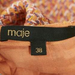 Maje Orange Tweed Tie-Up Jacket and Skirt Set S/M