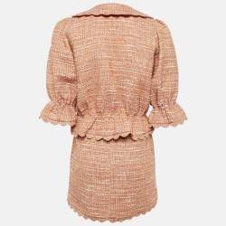 Maje Orange Tweed Tie-Up Jacket and Skirt Set S/M