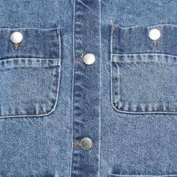 Maje Blue Fringed Denim Button Front Single Breasted Jacket L