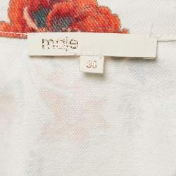 Maje White Floral Print Denim Imprime Top and Shorts Set S/L