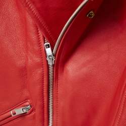 Maje Red Leather Biker Jacket L