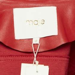 Maje Red Leather Biker Jacket L