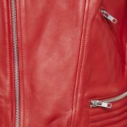Maje Red Leather Biker Jacket L