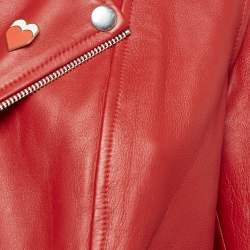 Maje Red Leather Biker Jacket L