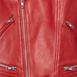 Maje Red Leather Biker Jacket L