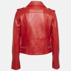 Maje Red Leather Biker Jacket L