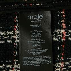 Maje Black Faux Leather Trim Tweed Jacket L