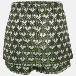 Pre Owned Maje Green Parrot Lurex Jacquard Skorts S
