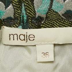Pre Owned Maje Green Parrot Lurex Jacquard Skorts S
