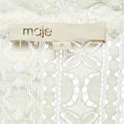 Maje White Lace Ruffled Sheer Blouse M