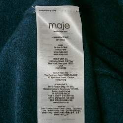 Maje Navy Blue Cashmere Fringed Poncho Top One Size