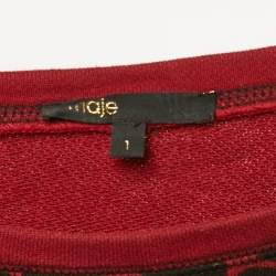 Maje Red Leopard Print Cotton Knit Sweatshirt S