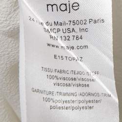 Maje White Stretch Crepe V-Neck Top M