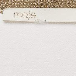 Maje White Stretch Crepe V-Neck Top M