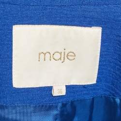 Maje Navy Blue Textured Cotton Blend Overcoat S