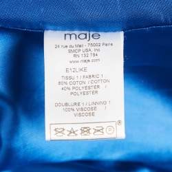 Maje Navy Blue Textured Cotton Blend Overcoat S